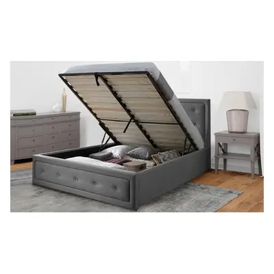 Carerra Diamond Ottoman Storage Bed, 3ft,Frame Only,Grey Linen