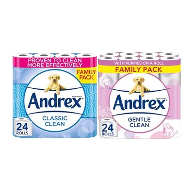 Andrex Fragrance-Free Toilet Rolls, 24 Rolls Of Andrex Gentle Clean