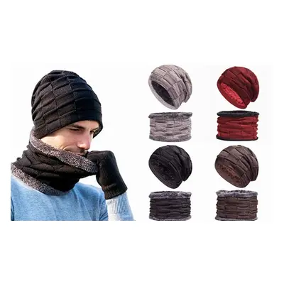 Coordinated Hat and Neck Warmer Set, Brown