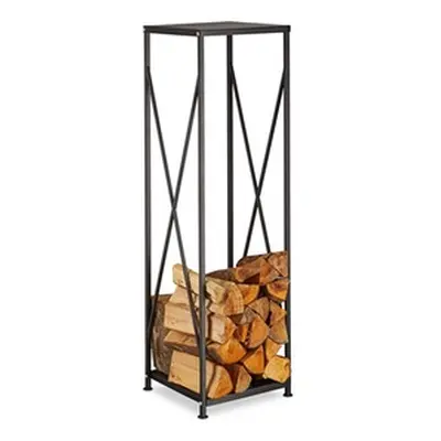 Large Black Steel Firewood Rack - Log Storage Holder