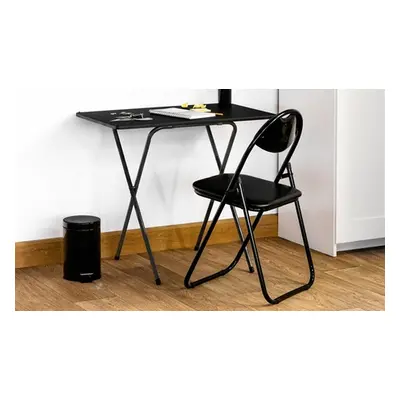 Folding Wooden Computer Table, Brown and Black