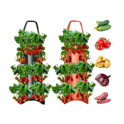 Hanging Fruit and Vegetable Grow Bag, Orange,10 Holes,One