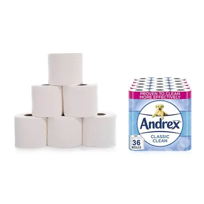 Andrex Classic Clean Fragrance-Free Two-Ply Toilet Rolls, 36 Rolls