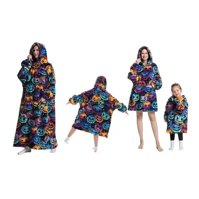 Pumpkin-Print Oversized Wearable Hoodie Blanket, Adult