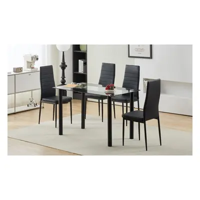 Pierre Modern Dining Set With Rectangular Glass Table Top