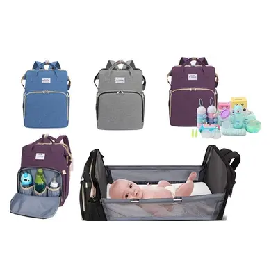 Foldable Mommy Backpack with Changing and Playing Area, Grey