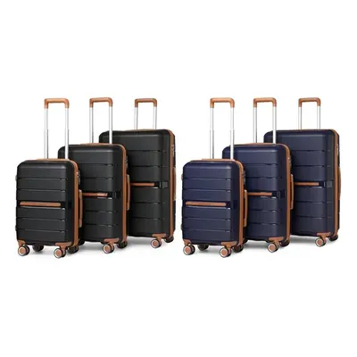 Kono K2392L Hard Shell PP Suitcase, Three-Piece Set (One of Each Size),Cream