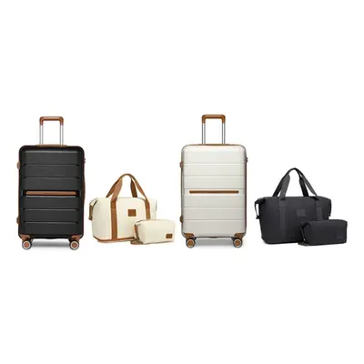 Cabin Suitcase and Travel Bag Set, Black Suitcase,Grey and Brown Travel Bag