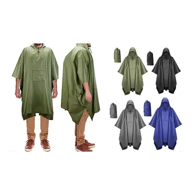 Three-in-One Rain Poncho with Hood, Grey