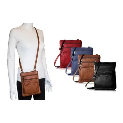 Leather Crossbody Shoulder Bag, Red