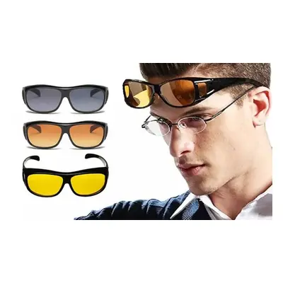 Night Vision Over-Prescription Glasses, Yellow and Grey,Two