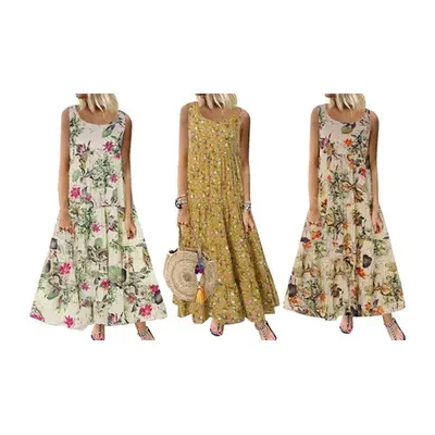 Floral Summer Maxi Dress, Yellow,UK 12