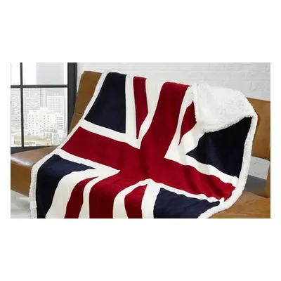 Rapport Home Sherpa Fleece Throw, Union Jack Red