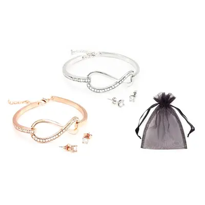 Infinity Bangle and Earring Set Made with Swarovski® Crystals, One of Each,Two