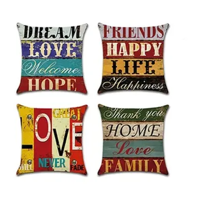 Four Mediterranean-Style Letter Cushion Covers