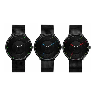 Black Mesh Strap Quartz Watch, Black with Gift Box