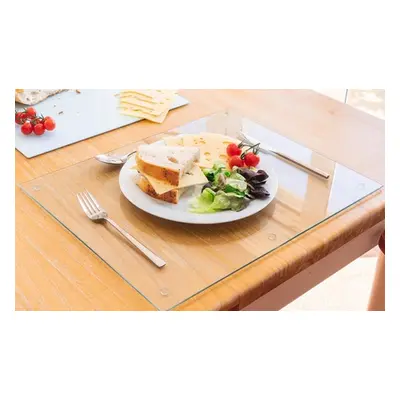 Harbour Housewares 12-Piece Glass Placemats and Coasters Set, Black,30cm x 20cm