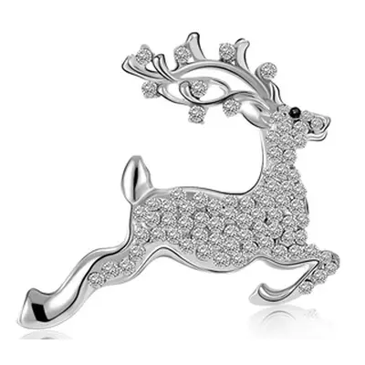 Rhodium Plated Reindeer Brooch with SWAROVSKI® Crystals