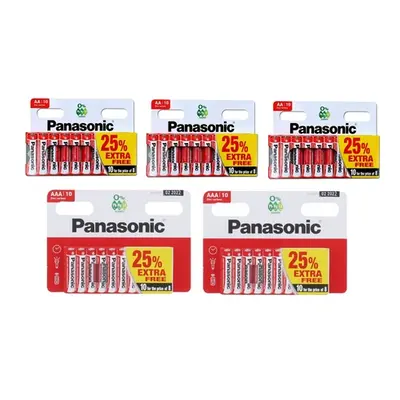 50 Panasonic Zinc-Carbon Batteries, 30 AA and 20 AAA