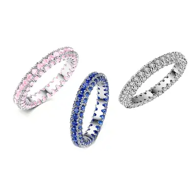 Rhodium Sapphire Eternity Band 3.00CTTW, Pink,N