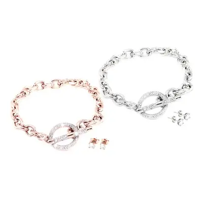 Bracelet and Earring Set with Crystals from Swarovski®, Rose,One