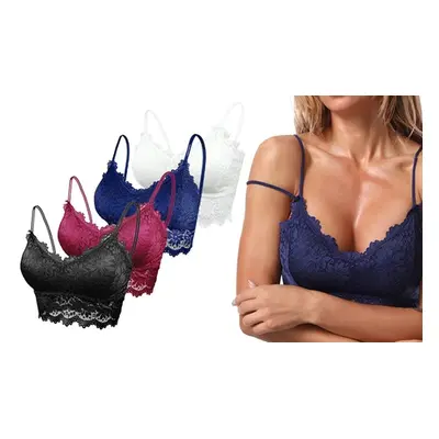 Lace Padded Bras, Black Red and Blue,XL,Three