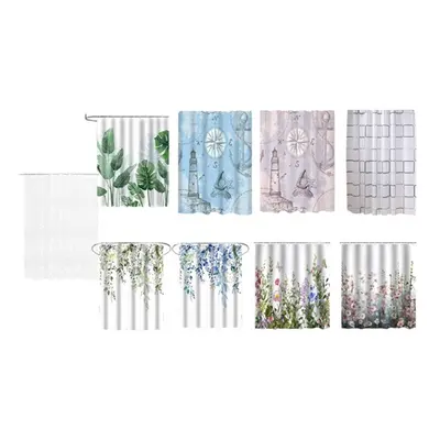 Water-resistant Shower Curtain, Plant shower curtain blue