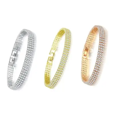 Three-Row Pave Bracelet, One of Each Colour,Without Gift Box,Three