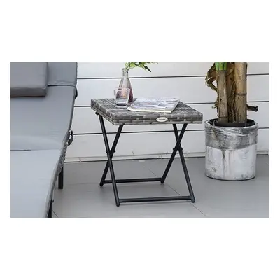 Outsunny Foldable Rattan-Effect Foldable Table, Brown