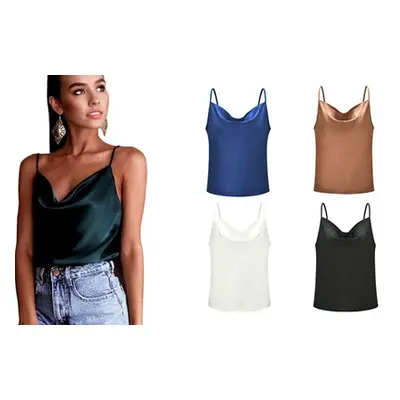 Satin Strappy Cami Top, Navy,UK 16