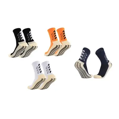 Anti Slip Sports Socks, Orange(Three)+Blue(Three),Six-Pairs