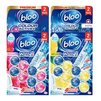 Bloo Toilet Rim Blocks 50g, Colour Active+ Lemon for Anti-Limescale Effect,12 Blocks