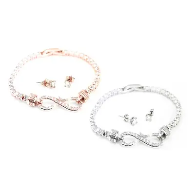 Bracelet and Earring Set Made with Crystals from Swarovski®, RoseGold,Two