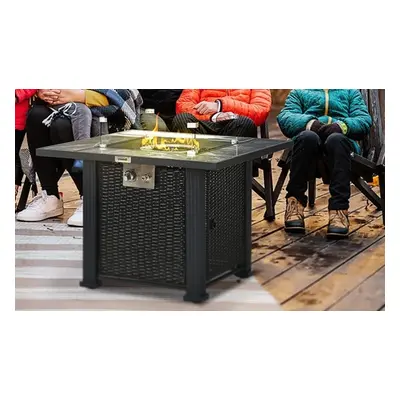 Outsunny Outdoor PE Rattan Gas Fire Pit Table, Model-B