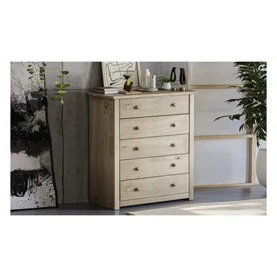 Panama Solid Pine Wood Bedroom Storage Furniture, 5 Drawer Chest