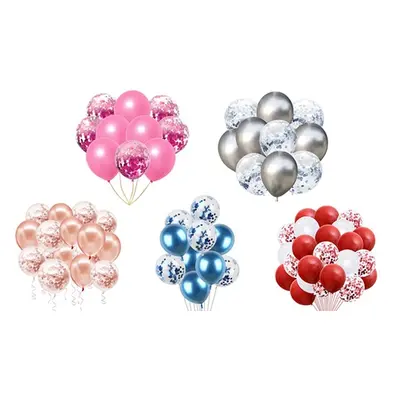 20 Metallic and Confetti Balloons,Blue and Silver,Two Packs