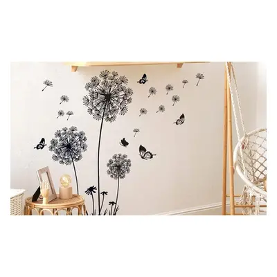 Dandelion and Butterfly-Themed Wall Decals,Black,Two