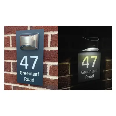 Personalized Grey Acrylic Door Sign with Solar Light