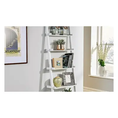 Furniture Dealz Storage Ladder Shelf, White,Five-Tier