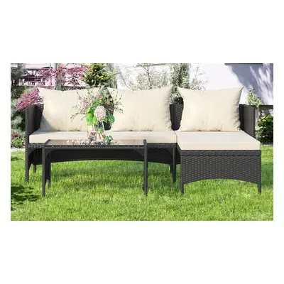 Three-Piece Rattan Effect Furniture Set, Grey