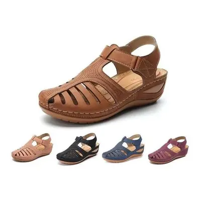 Comfortable Round Toe Sandals, Brown,UK 8