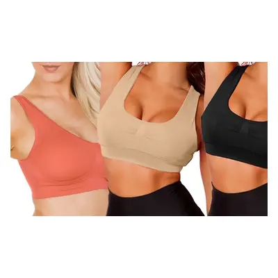 Women'sSeamless Stretch Padded Sports Bra, Coral,XXL