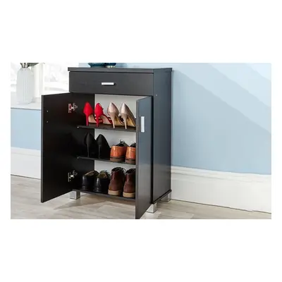 Venetia Two Door One Drawer Shoe Cabinet, Black Oak