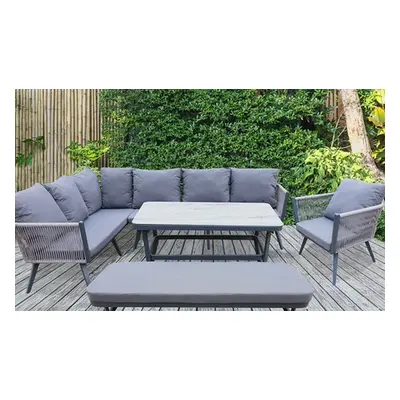 Modern Grey String Weave Nine-Seater Patio Set