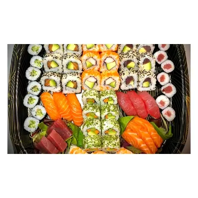 For Four, One 50 Piece Dim Sum Platter and One 63 Piece Sushi Novu Platter