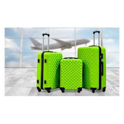 Three-Piece Diamond-Design Hard Shell Luggage Set,Green