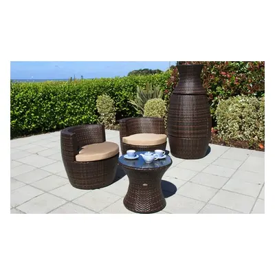 Cozy Bay Furniture Three-Piece Rattan-Effect Bistro Set, Square