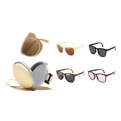 Folding Sunglasses with Protective Case, Beige