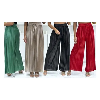 Women'sWide Leg Palazzo Trousers, Silver,L-XL