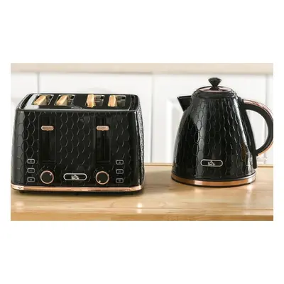 HomCom Kettle and Two-Slice Toaster Set, Black